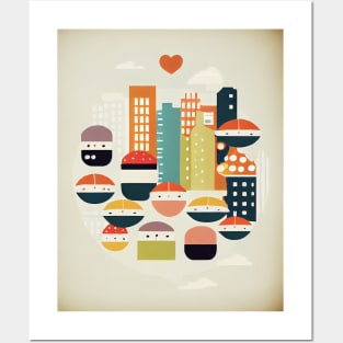 Sushi Love in the City - A Playful Print for Your Home Posters and Art